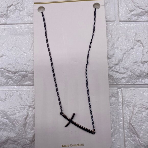 Fashion Leader Unisex Cross Pendant Necklace Copper & Black Adjustable Chain - Picture 9 of 9